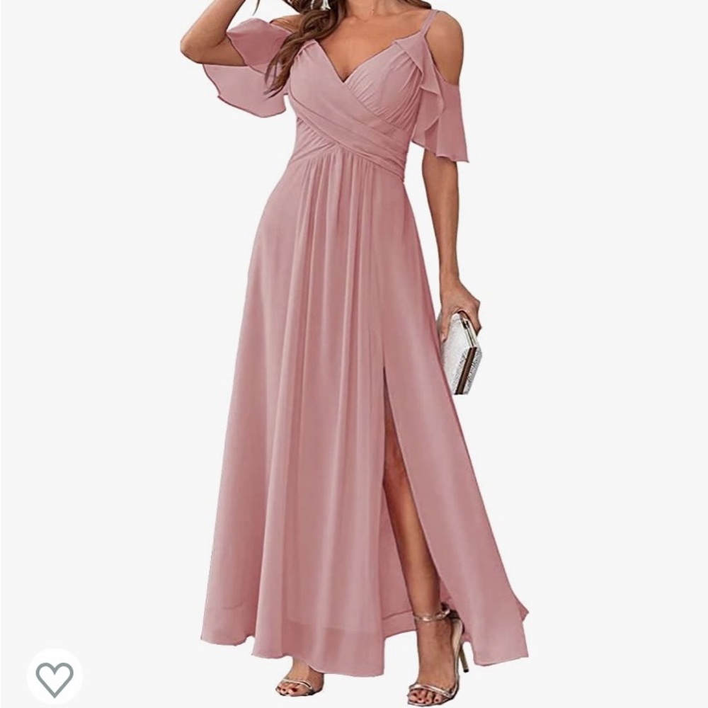Chiffon cold shoulder bridesmaid dress